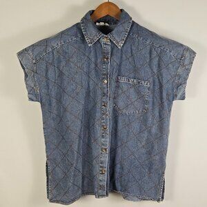 Entro‎ Quilted Denim Button Up Shirt Women’s Western Vintage Vibe Casual S